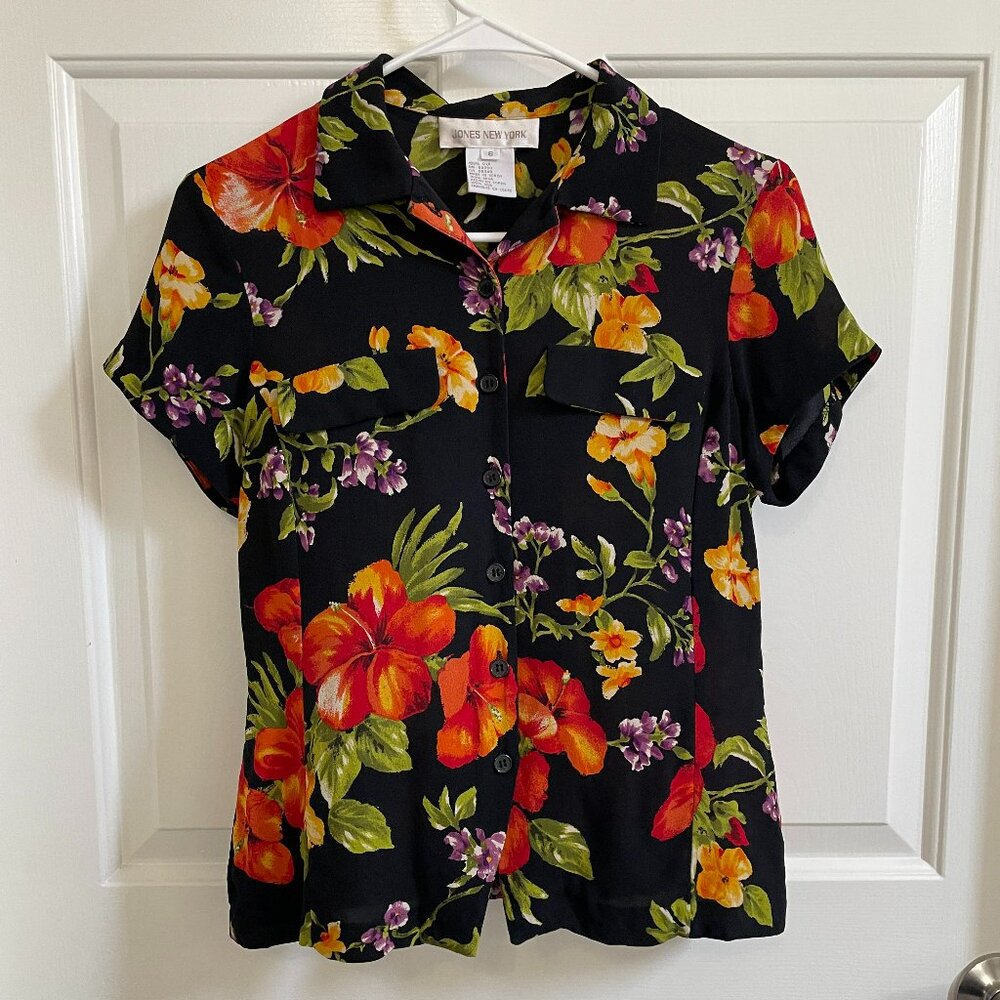Vintage Hawaiian Silk Blouse - Size 6